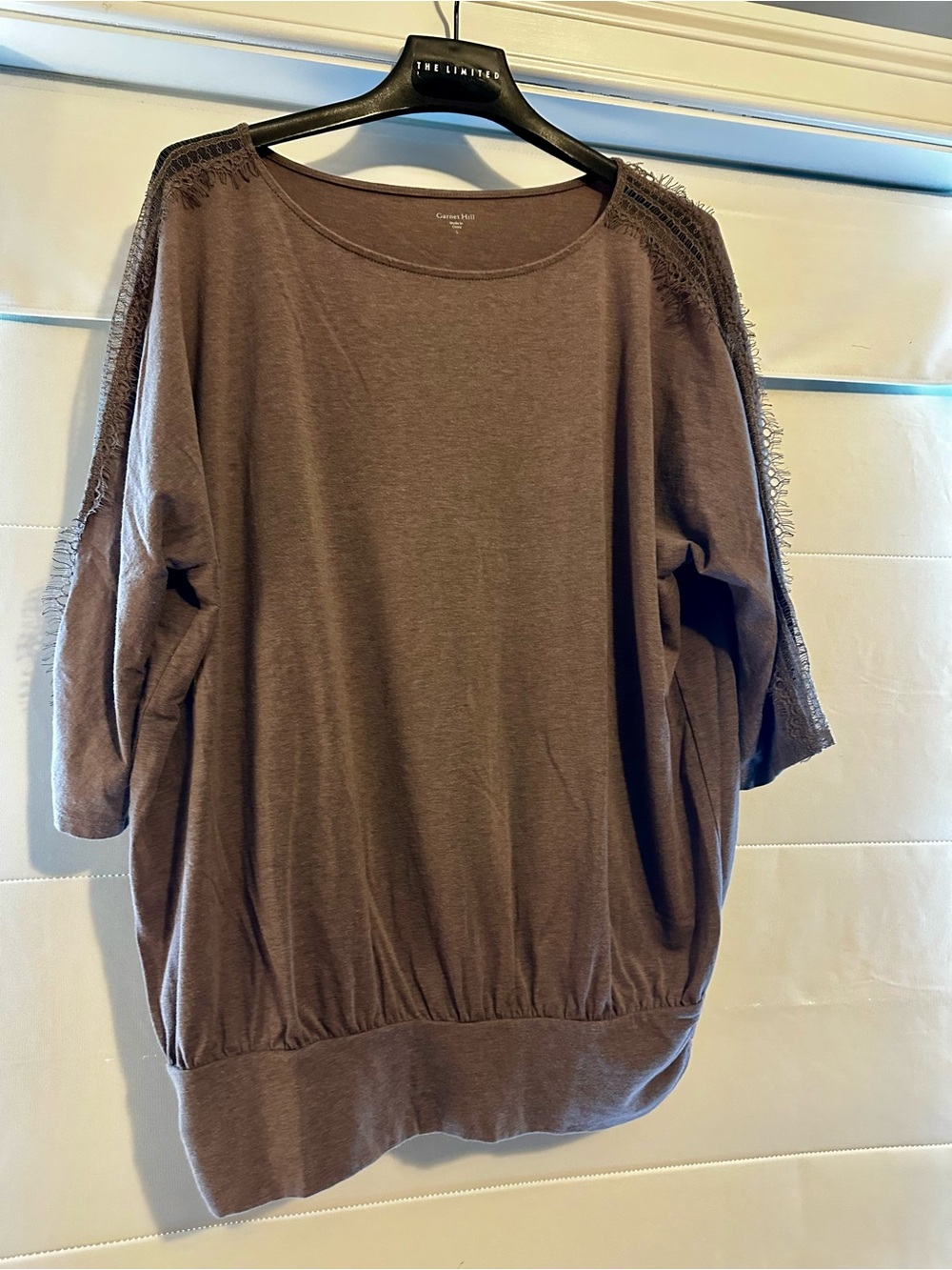 Garnet Hill Brown Scoop Neck Knit Top